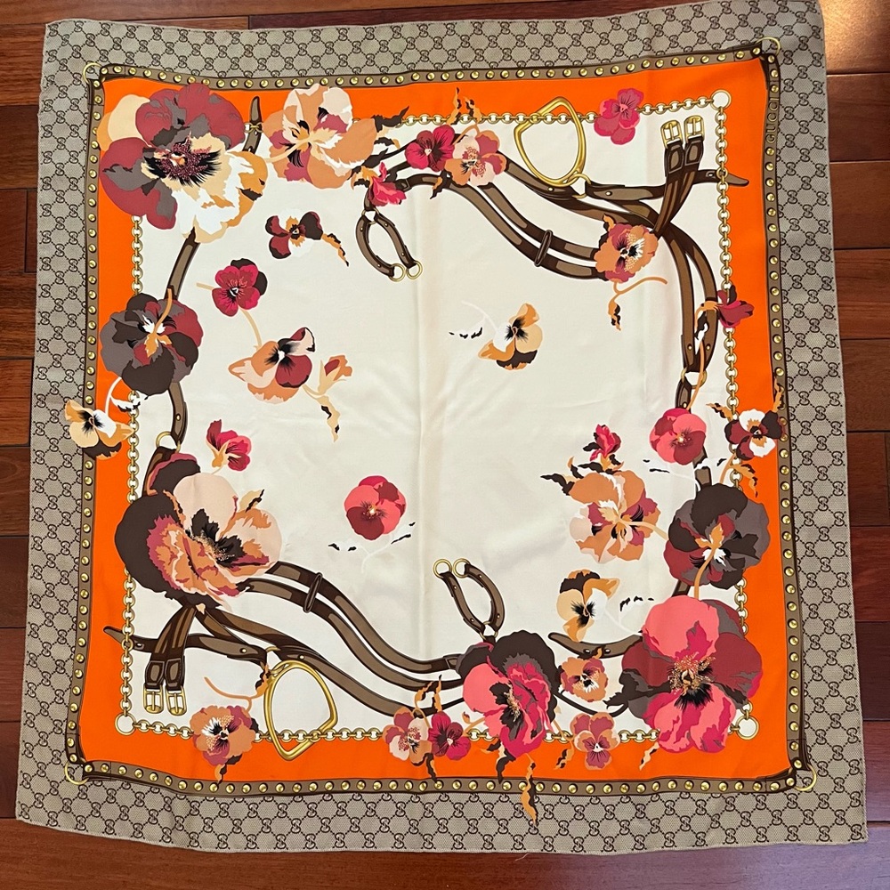 Authentic Vintage Gucci Silk Scarf
34”x34”